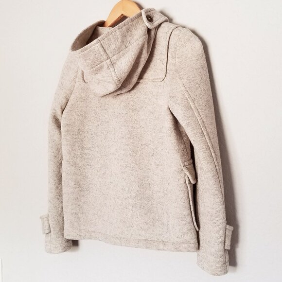 MUJI Wool Blend Toggle Button Hooded Duffel Jacket Preppy Academia Y2K Rare XS - Picture 3 of 16